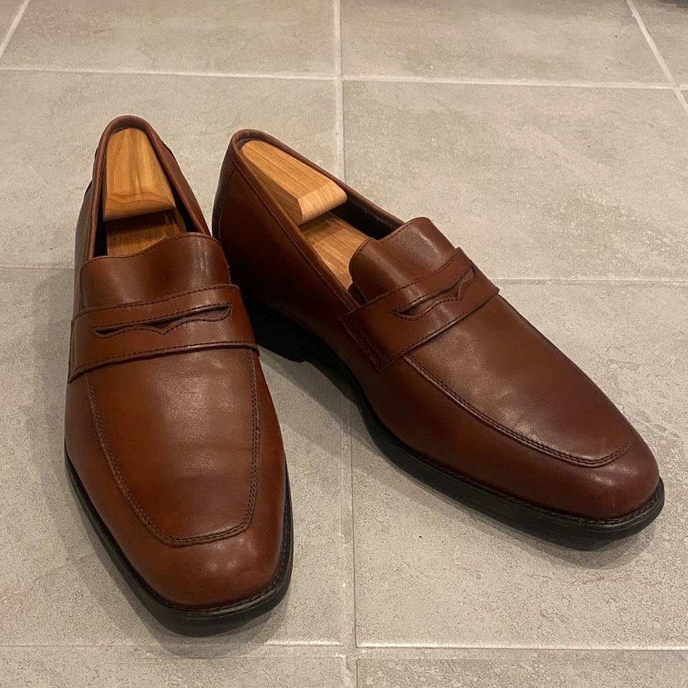 Johnston & Murphy Cognac Leather Penny Loafers